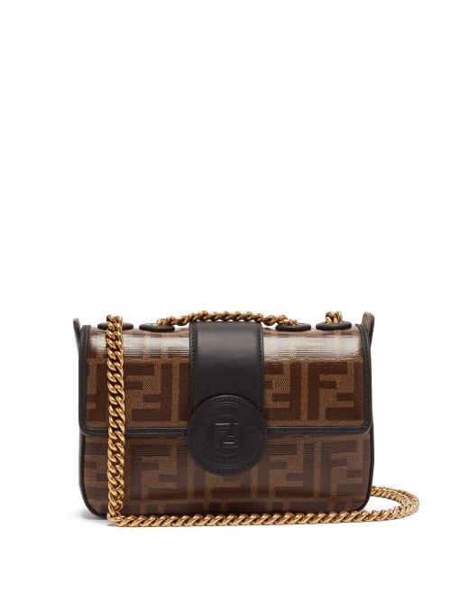 Matchesfashion.com Fendi - Double F Leather Mini Baguette Bag - Womens - Brown Multi