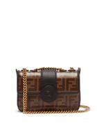 Matchesfashion.com Fendi - Double F Leather Mini Baguette Bag - Womens - Brown Multi