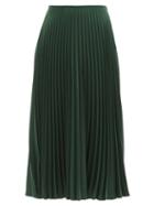 Matchesfashion.com Valentino - Pleated Cady Midi Skirt - Womens - Green