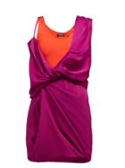 Matchesfashion.com Atlein - Draped Hybrid Satin Jersey Mini Dress - Womens - Fuchsia