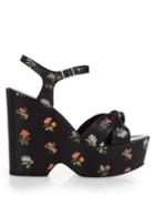 Saint Laurent Candy Floral-print Leather Wedge Sandals