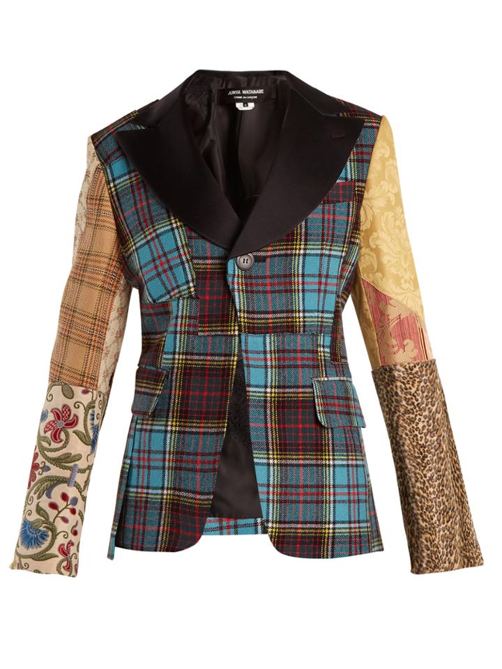 Junya Watanabe Tartan-checked Contrast-sleeve Wool-blend Jacket
