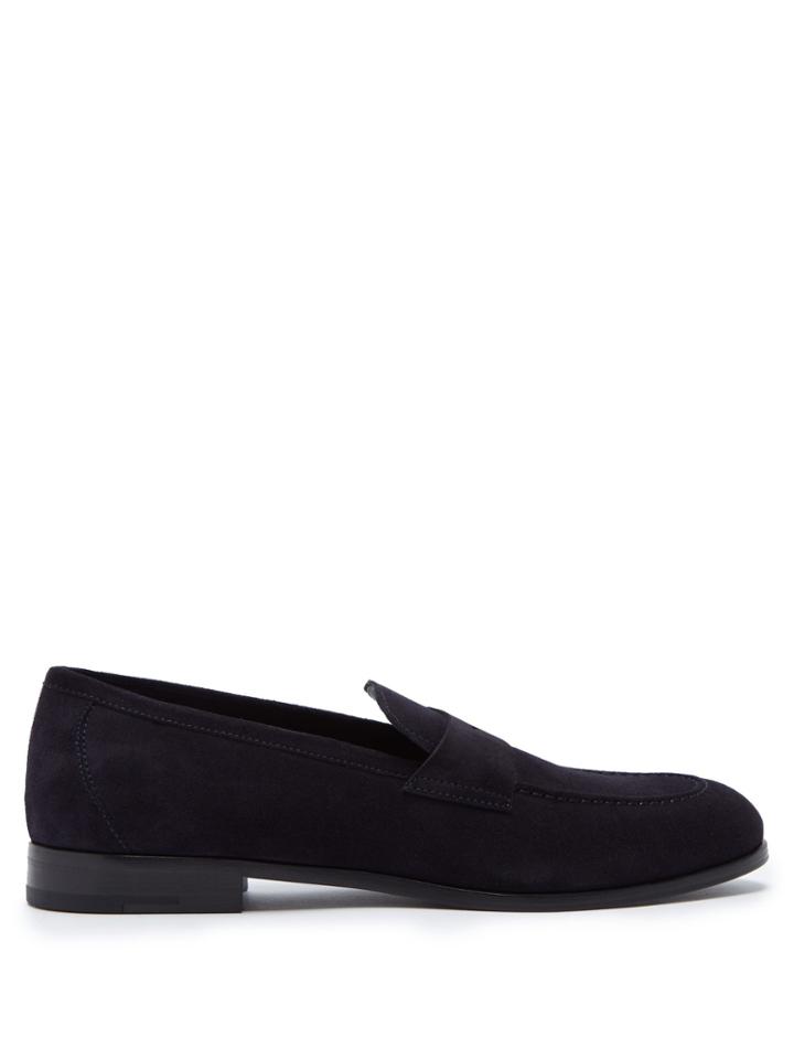 Giorgio Armani Almond-toe Suede Penny Loafers