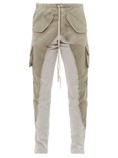 Matchesfashion.com Greg Lauren - 50/50 Army Panel Cotton Twill Track Pants - Mens - Grey