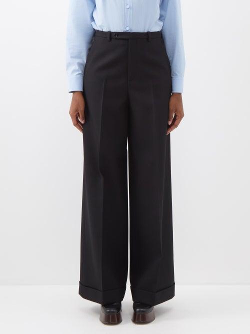 Gucci - Wide-leg Wool-twill Trousers - Womens - Black