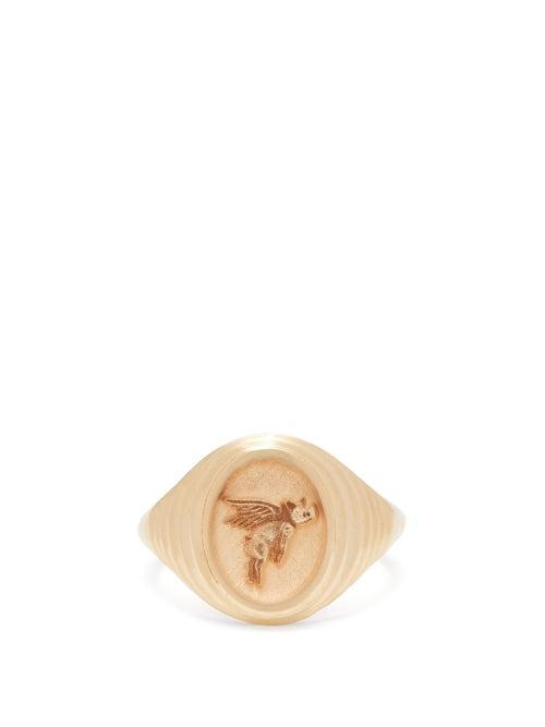 Matchesfashion.com Retrouvai - Fantasy Flying Pig Gold Signet Ring - Womens - Gold
