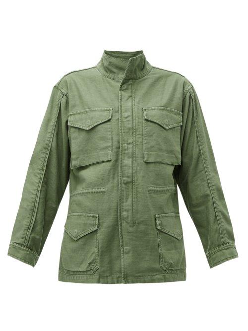 Matchesfashion.com Frame - Drawstring Waist Cotton Military Jacket - Womens - Khaki