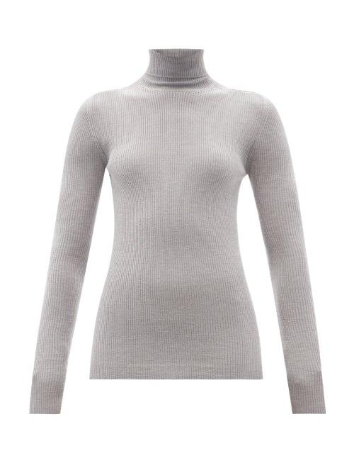 Ladies Rtw Wardrobe. Nyc - Release 05 Roll-neck Ribbed Merino-wool Sweater - Womens - Grey