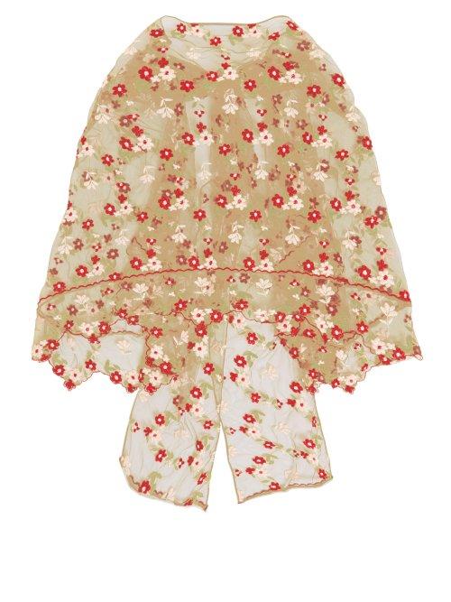 Matchesfashion.com Simone Rocha - Floral Embroidered Tulle Cape - Womens - Green Multi