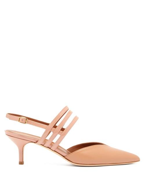 Matchesfashion.com Malone Souliers - Liza Patent Leather Slingback Pumps - Womens - Nude