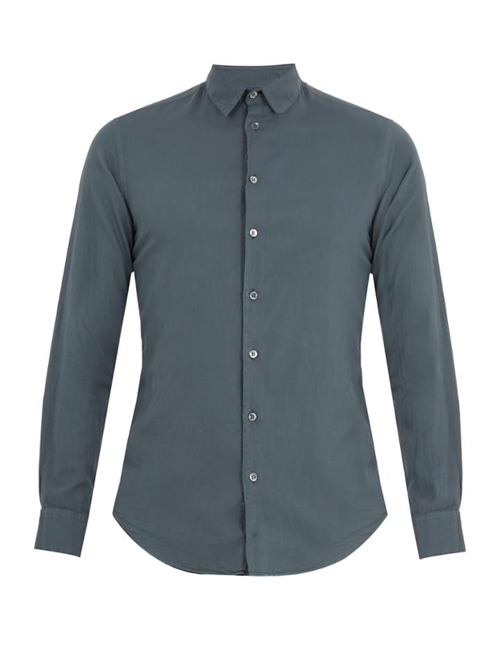 Giorgio Armani Single-cuff Flannel-cotton Shirt