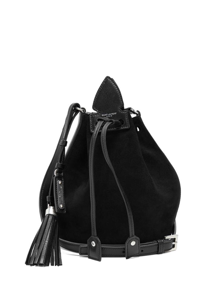 Saint Laurent Anja Tassel Suede And Leather Bucket Bag