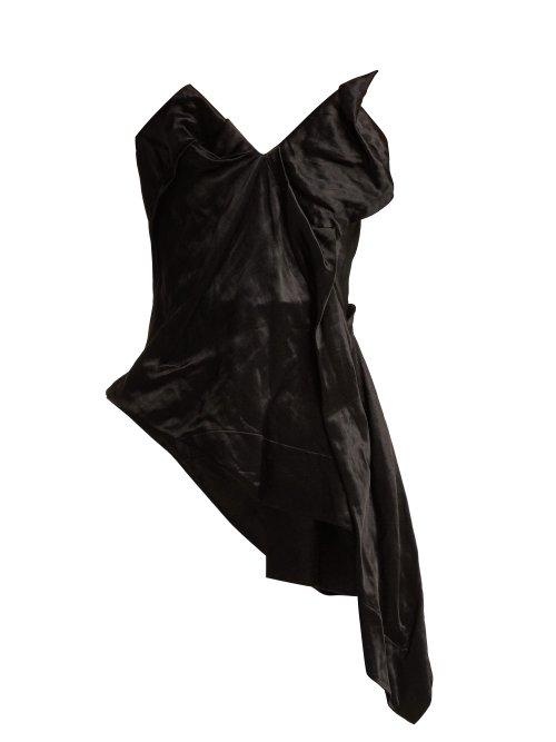 Matchesfashion.com Vivienne Westwood - Asymmetric Satin Corset - Womens - Black