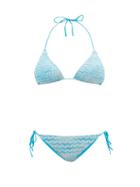Matchesfashion.com Missoni Mare - Zigzag Knit Stretch Mesh Bikini - Womens - Blue