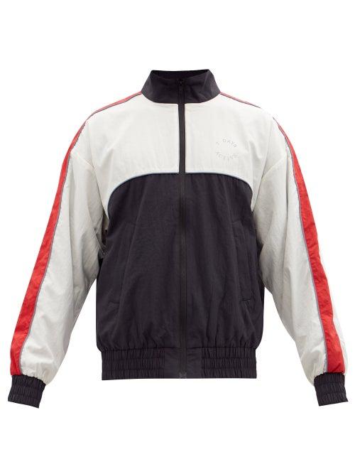 7 Days Active - Mountain Half Zip Nylon Track Jacket - Mens - Black White