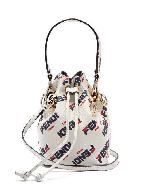 Matchesfashion.com Fendi - Mania Mon Tresor Mini Leather Bucket Bag - Womens - White Multi
