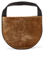 Jil Sander - Semi-circle Shearling-panel Small Leather Handbag - Womens - Brown