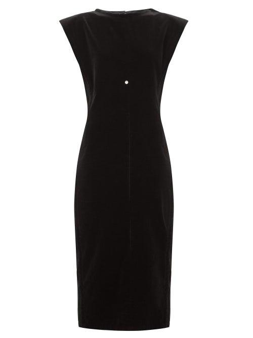 Matchesfashion.com William Vintage - Gianni Versace 1983 Padded Shoulder Velvet Dress - Womens - Black