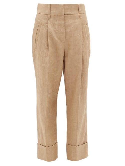 Matchesfashion.com Brunello Cucinelli - Turn-up Cuff Technical-twill Trousers - Womens - Beige