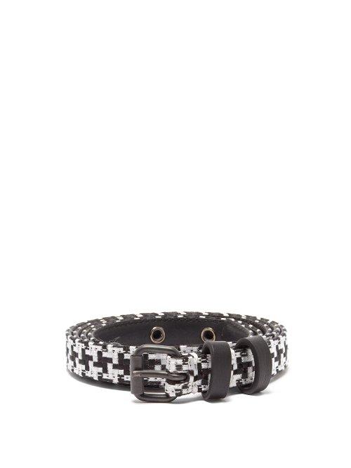 Matchesfashion.com Haider Ackermann - Houndstooth Leather Belt - Womens - Black White
