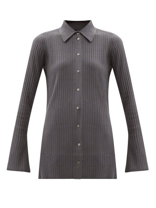 Matchesfashion.com Joseph - Beth Rib-knitted Shirt - Womens - Dark Grey
