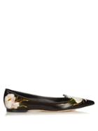 Dolce & Gabbana Tulip-print Point-toe Leather Flats