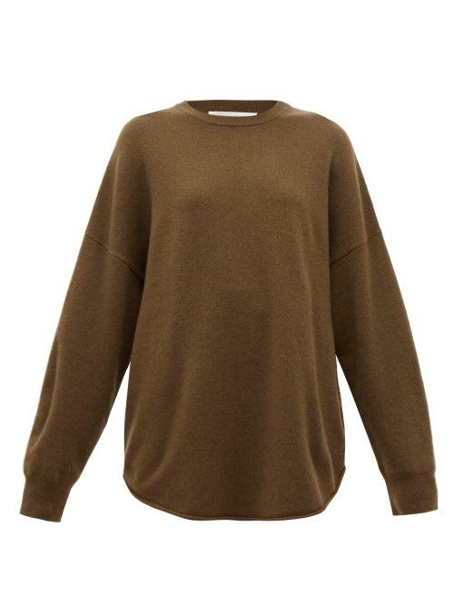 Matchesfashion.com Extreme Cashmere - No. 53 Crew Hop Oversized Cashmere Blend Sweater - Womens - Brown