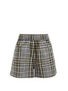 Matchesfashion.com Ganni - Checked Cotton-blend Seersucker Shorts - Womens - Grey Multi