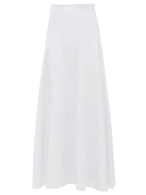 Matchesfashion.com Norma Kamali - Grace Raw-seam Flared Midi Skirt - Womens - White