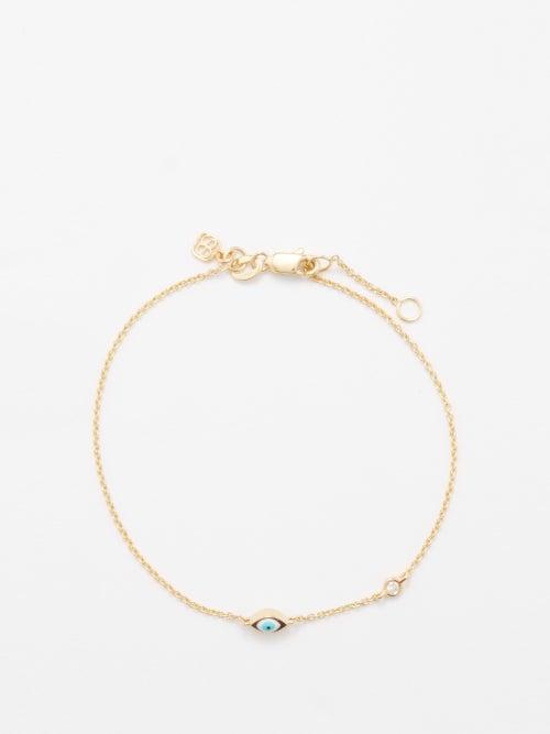 Sydney Evan - Evil Eye Diamond, Enamel & 14kt Gold Bracelet - Womens - Gold Multi