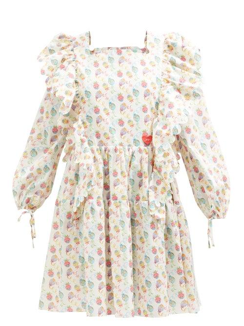 Horror Vacui - Tilda Printed Cotton Mini Dress - Womens - Pink Multi