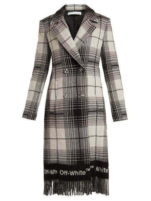 Matchesfashion.com Off-white - Check Wool Blend Blanket Coat - Womens - Grey Print