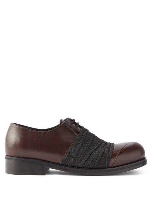 Stefan Cooke - Biker Elastic-wrap Leather Derby Shoes - Mens - Brown