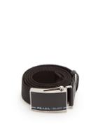 Matchesfashion.com Prada - Leather Trimmed Logo Buckle Belt - Mens - Black