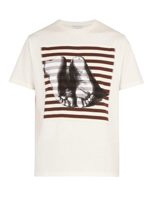 Matchesfashion.com Jw Anderson - Sketch Print Cotton T Shirt - Mens - Cream