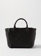 Bottega Veneta - Cabat Mini Intrecciato-leather Top-handle Bag - Womens - Black