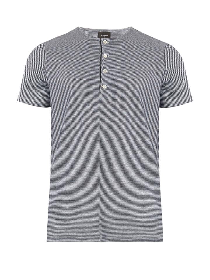 Helbers Striped Cotton Henley T-shirt