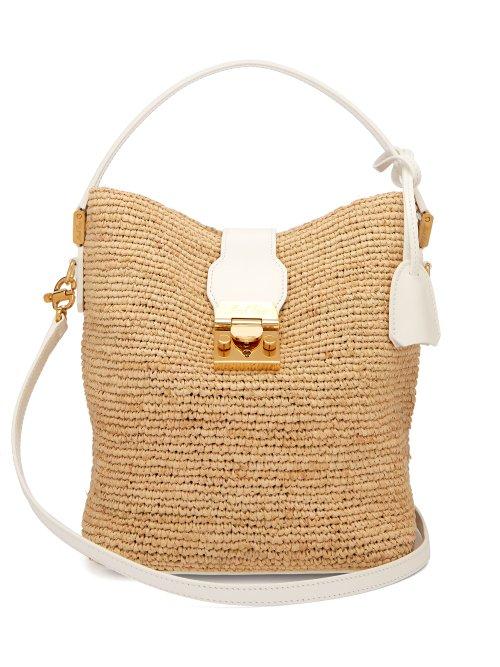 Matchesfashion.com Mark Cross - Murphy Raffia Bucket Bag - Womens - Beige White