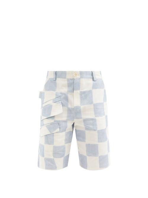 Matchesfashion.com Jacquemus - Colza Check Cotton-blend Shorts - Mens - Blue