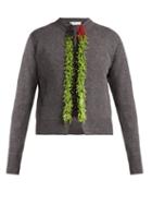 Matchesfashion.com Toga - Beaded Wool Blend Cardigan - Womens - Grey