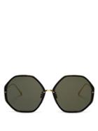Matchesfashion.com Linda Farrow - Oversized Hexagonal Frame Sunglasses - Womens - Black Gold