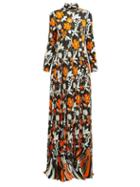 Matchesfashion.com Prada - Floral Print High Neck Organza Dress - Womens - Orange