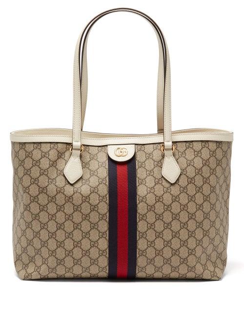Gucci - Ophidia Medium Gg-canvas And Leather Tote Bag - Womens - Beige White
