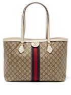 Gucci - Ophidia Medium Gg-canvas And Leather Tote Bag - Womens - Beige White