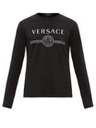 Matchesfashion.com Versace - Logo Print Cotton Jersey T Shirt - Mens - Black