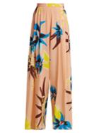 Delpozo Wide-leg Hibiscus-print Silk Trousers