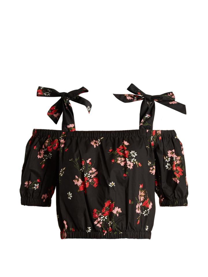 Rebecca Taylor Marguerite Floral-print Cotton Cropped Top