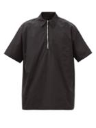 Winnie New York - Half-zip Cotton-poplin Short-sleeved Shirt - Mens - Black
