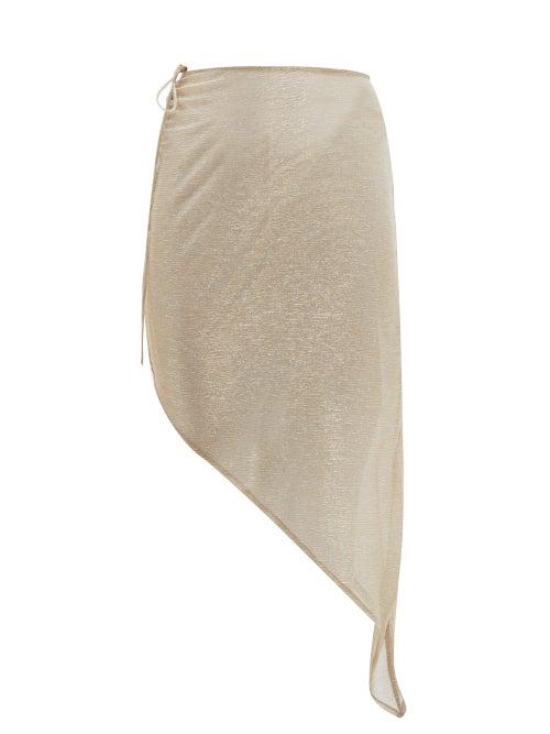 Matchesfashion.com Adriana Degreas - Martini Ruched Asymmetric Skirt - Womens - Gold