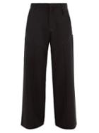 Matchesfashion.com Marine Serre - High-rise Panelled Wool-twill Wide-leg Trousers - Mens - Black